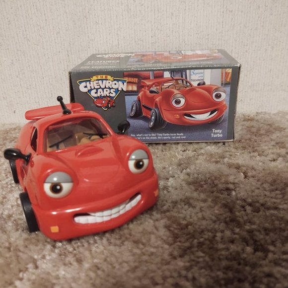 Red Vintage Chevron Cars Tony Turbo No. 3 - Picture 1 of 3